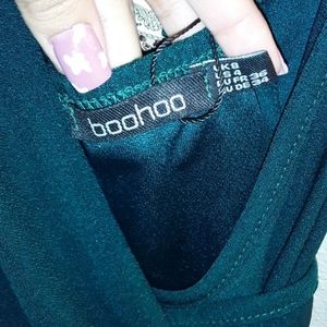 Green cross long dress